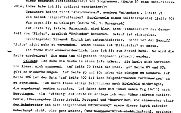 Brief von Vilém Flusser an Andreas Müller-Pohle, 13.10.1984
