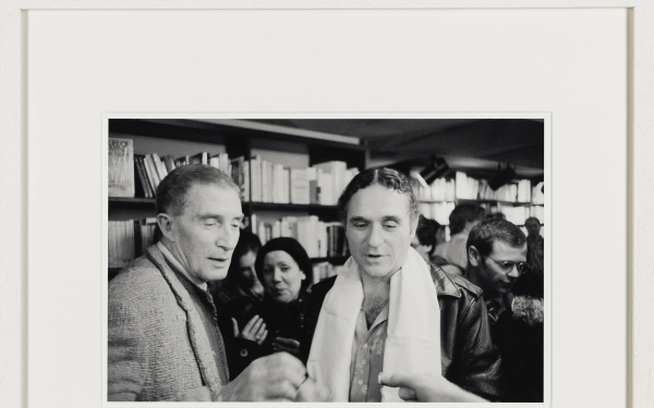 Brion Gysin and  poet John Giorno at an evening at Books &amp; Company, on the occasion of the Xerox-book launch of Brion and WSB’s Scrapbook no. 3, during the Nova Convention, in New York in 1978