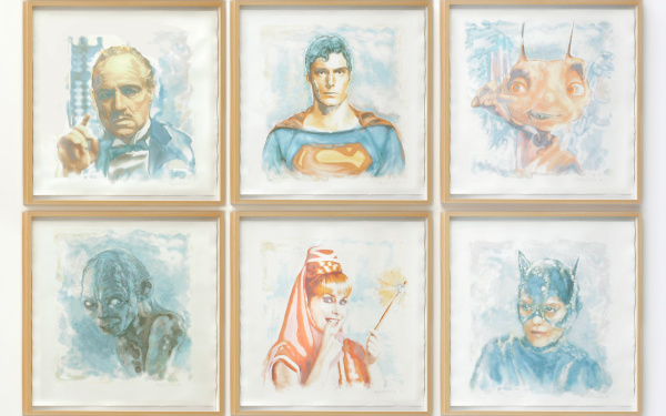 Bunte Abbildungen von Filmfiguren, wie zB Superman