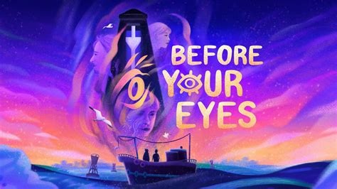 A colorful sky can be seen above the sea, in which faces can be seen. 