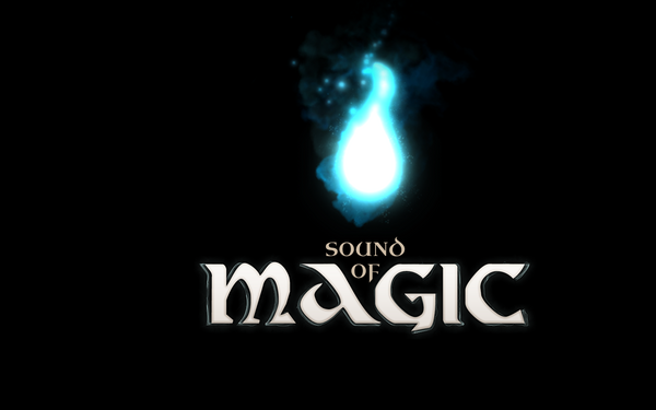 A bright, abstract spot can be seen, with the words “sound of magic” underneath.