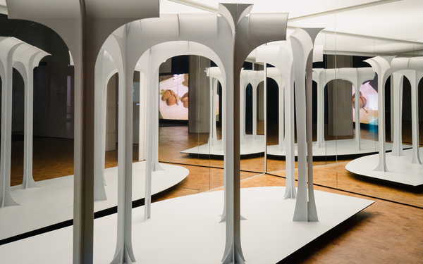 On display is an installation with mirrors. 