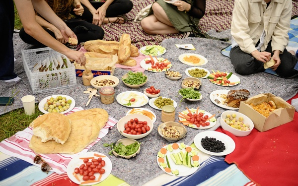 Zu sehen sind verschiedene Speisen bei einem Picknick. 