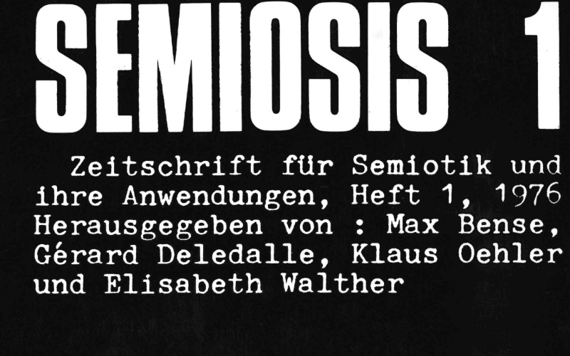 Cover of the magazine "semiosis": white text on black background