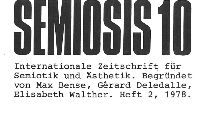 Cover der Zeitschrift »Semiosis«: schwarze Schrift auf weißem Grund