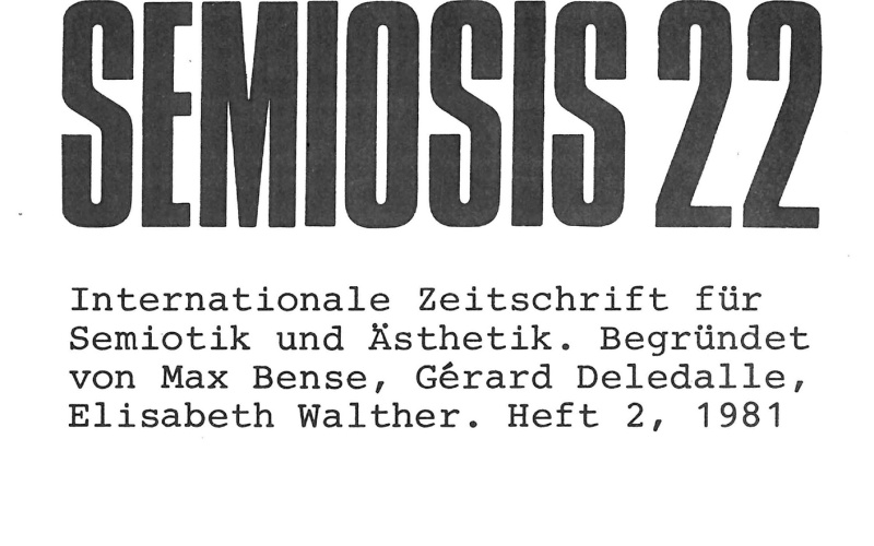 Cover der Zeitschrift »Semiosis«: schwarze Schrift auf weißem Grund