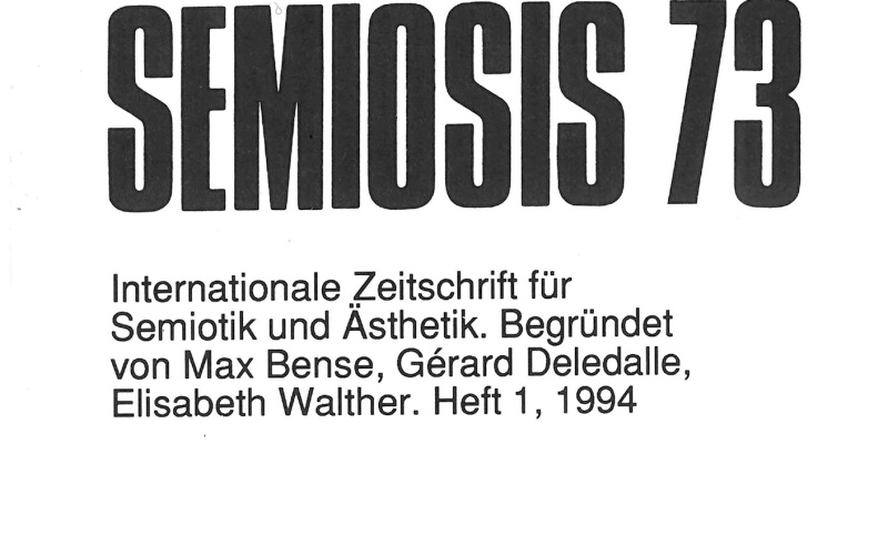 Cover der Zeitschrift »Semiosis«: schwarze Schrift auf weißem Grund