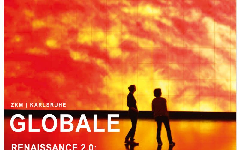 Cover der Zeitschrift »Kunstforum«: Zwei Personen stehen vor einer Projektion, die Sonnenerruptionen zeigt.