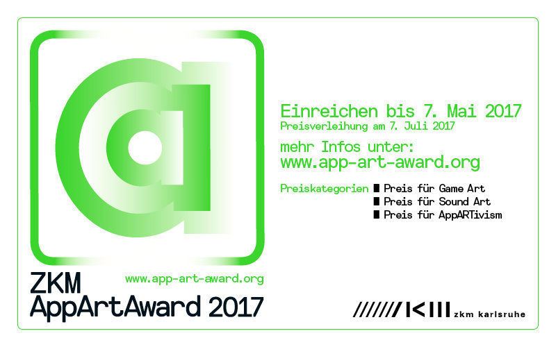Das Bild zeigt die Ausschreibung zum App Art Award 2017 