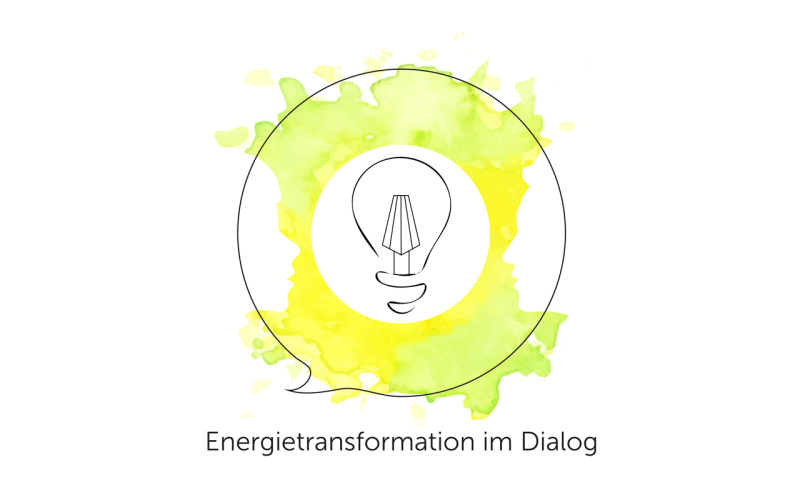 Das Logo des Projekts Energietransformation im Dialog: eine Glühlampe in einer Sprechblase.