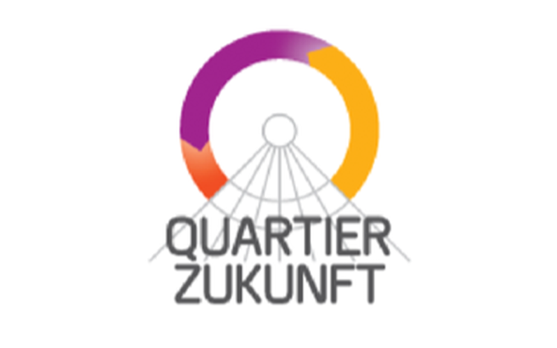 Logo von Quartier Zukunft: Ein Kreis in drei wechselnden Farben