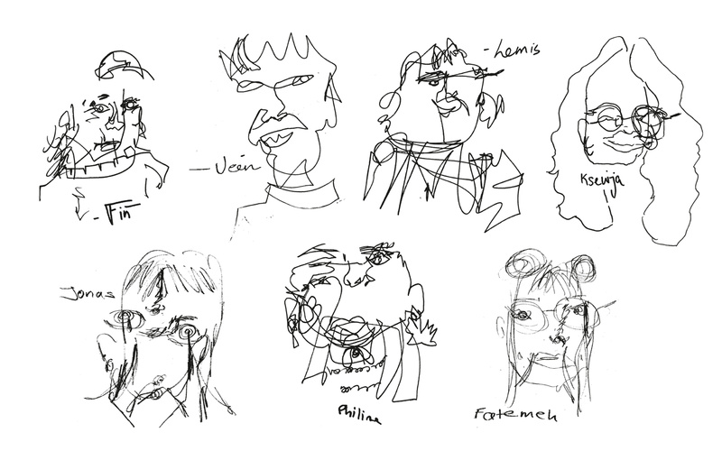 Drawing exercise with portraits of the 2025 Masterclass scholarship holders